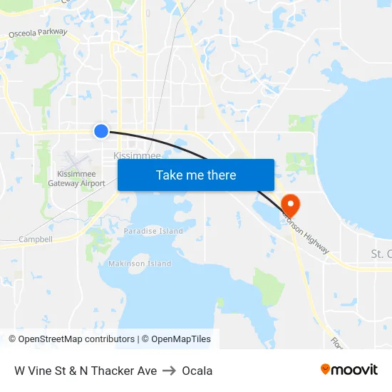 W Vine St & N Thacker Ave to Ocala map