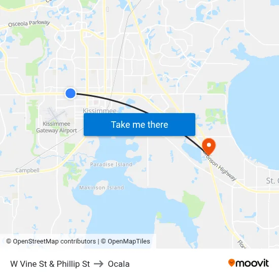 W Vine St & Phillip St to Ocala map
