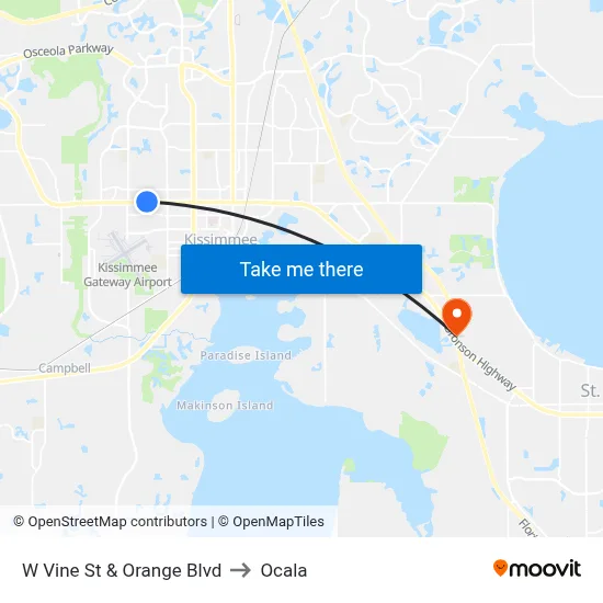 W Vine St & Orange Blvd to Ocala map