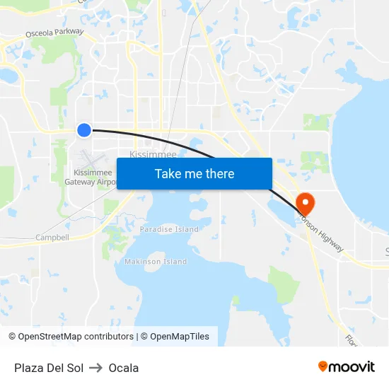 Plaza Del Sol to Ocala map