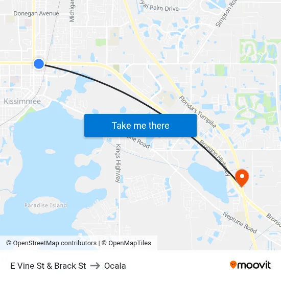 E Vine St & Brack St to Ocala map