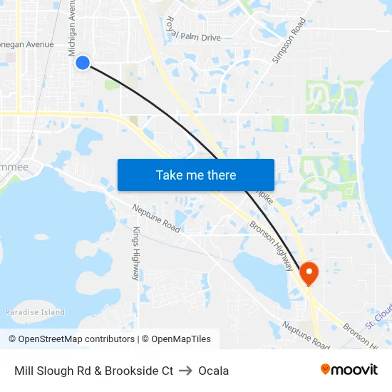 Mill Slough Rd & Brookside Ct to Ocala map