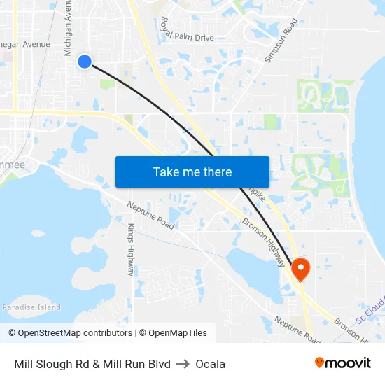 Mill Slough Rd & Mill Run Blvd to Ocala map