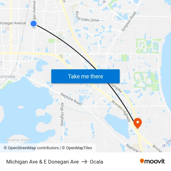Michigan Ave & E Donegan Ave to Ocala map