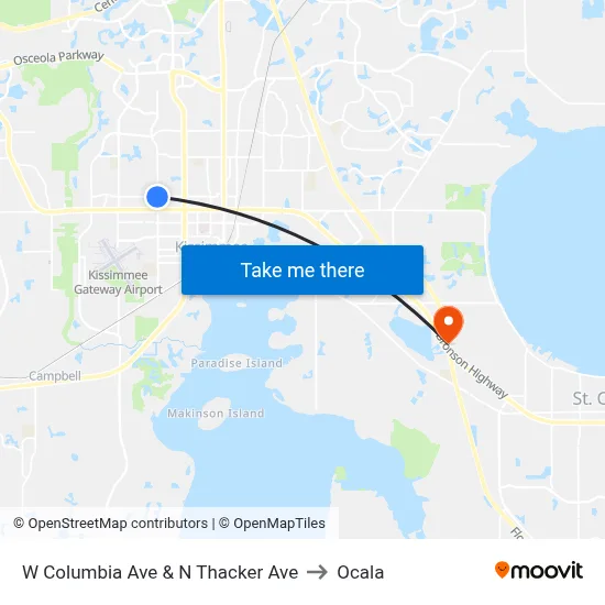 W Columbia Ave & N Thacker Ave to Ocala map