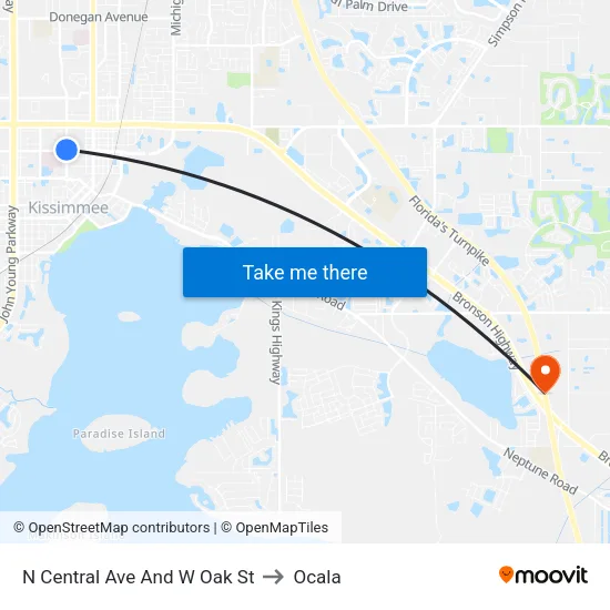N Central Ave And W Oak St to Ocala map