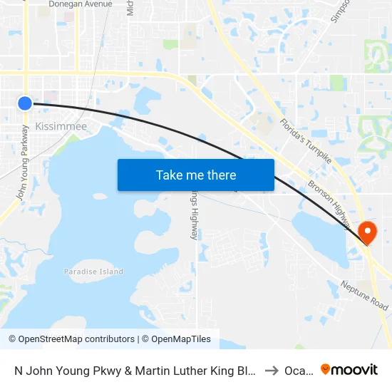N John Young Pkwy & Martin Luther King Blvd to Ocala map