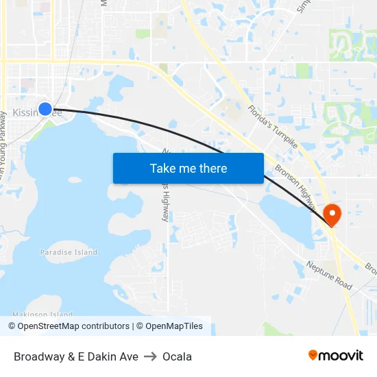 Broadway & E Dakin Ave to Ocala map