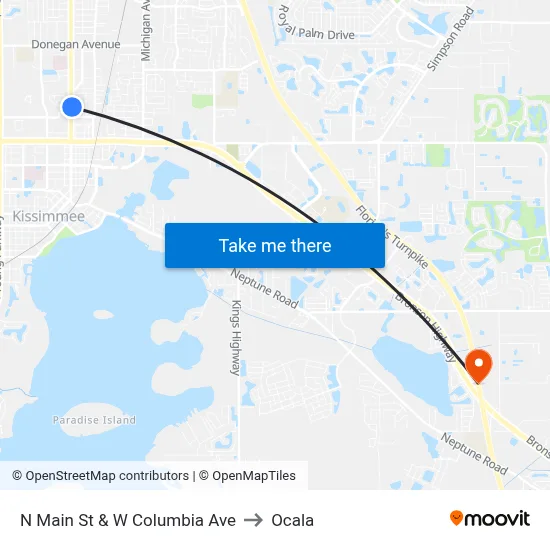 N Main St & W Columbia Ave to Ocala map