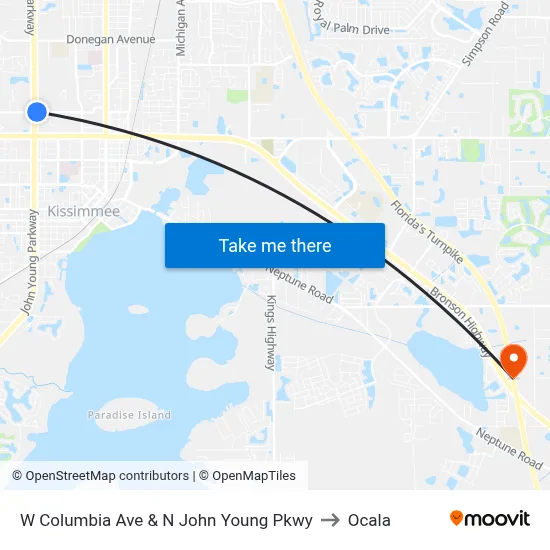 W Columbia Ave & N John Young Pkwy to Ocala map