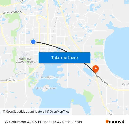 W Columbia Ave & N Thacker Ave to Ocala map