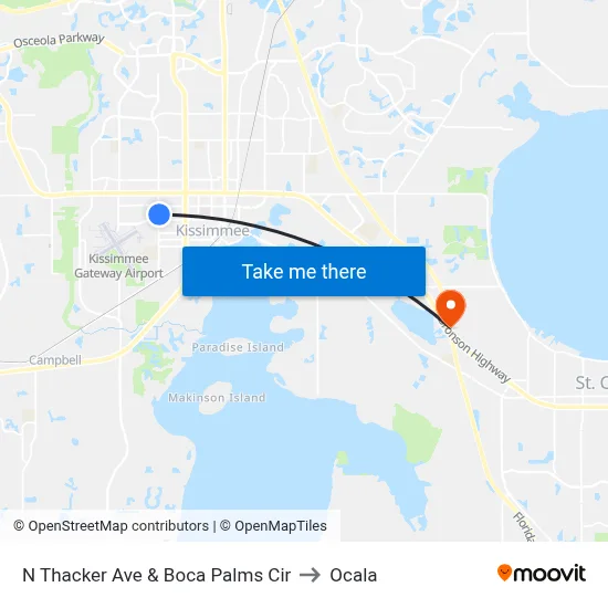 N Thacker Ave & Boca Palms Cir to Ocala map
