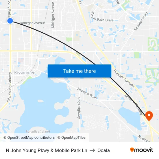 N John Young Pkwy & Mobile Park Ln to Ocala map