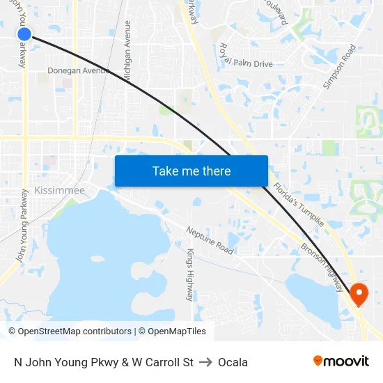N John Young Pkwy & W Carroll St to Ocala map