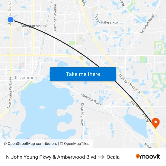 N John Young Pkwy & Amberwood Blvd to Ocala map