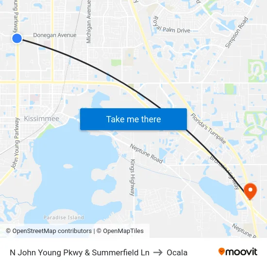N John Young Pkwy & Summerfield Ln to Ocala map