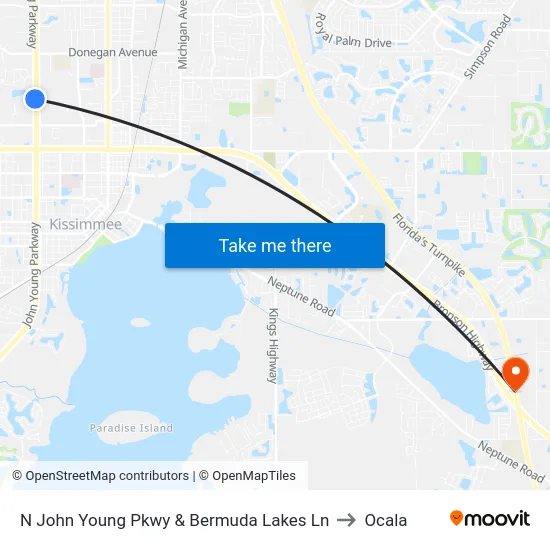 N John Young Pkwy & Bermuda Lakes Ln to Ocala map