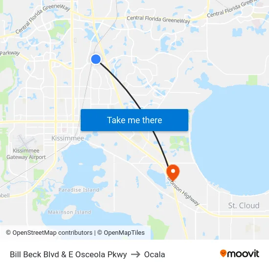 Bill Beck Blvd & E Osceola Pkwy to Ocala map