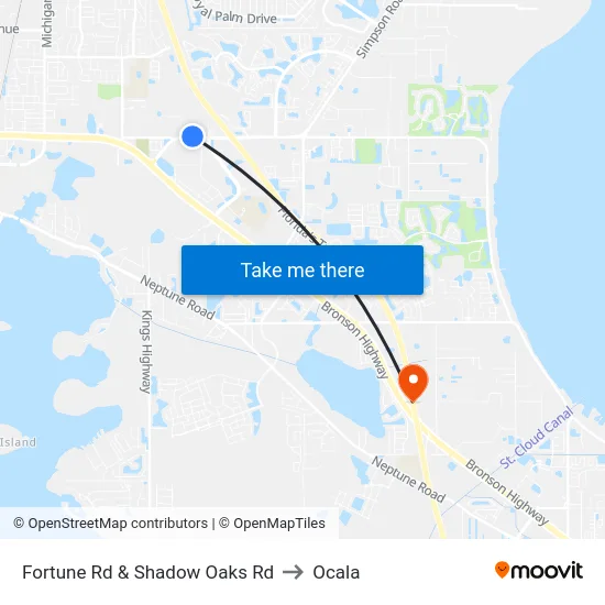 Fortune Rd & Shadow Oaks Rd to Ocala map