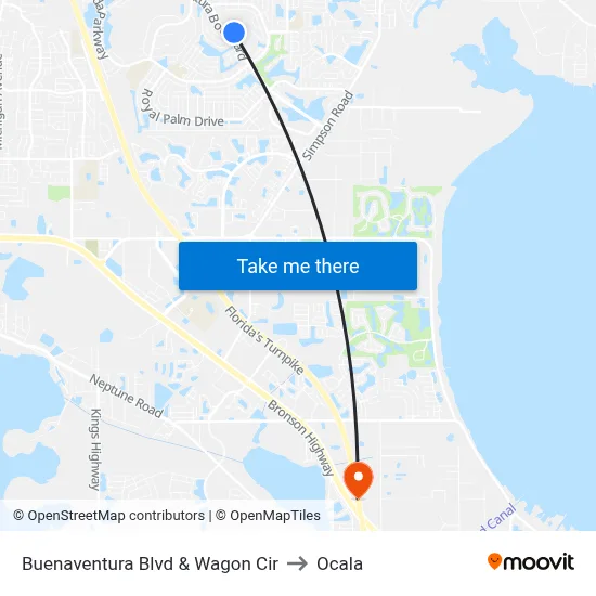 Buenaventura Blvd & Wagon Cir to Ocala map