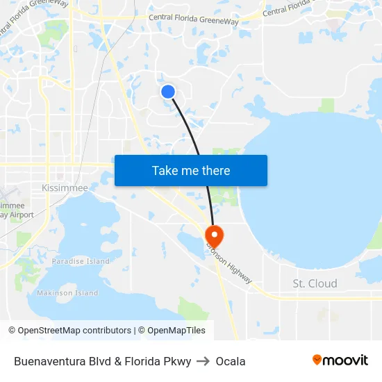 Buenaventura Blvd & Florida Pkwy to Ocala map