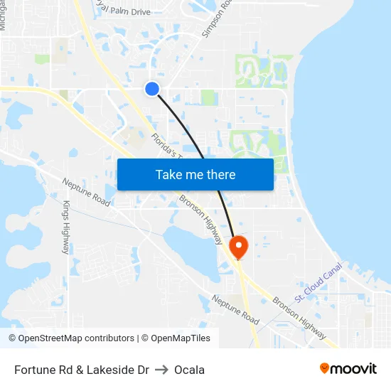 Fortune Rd & Lakeside Dr to Ocala map