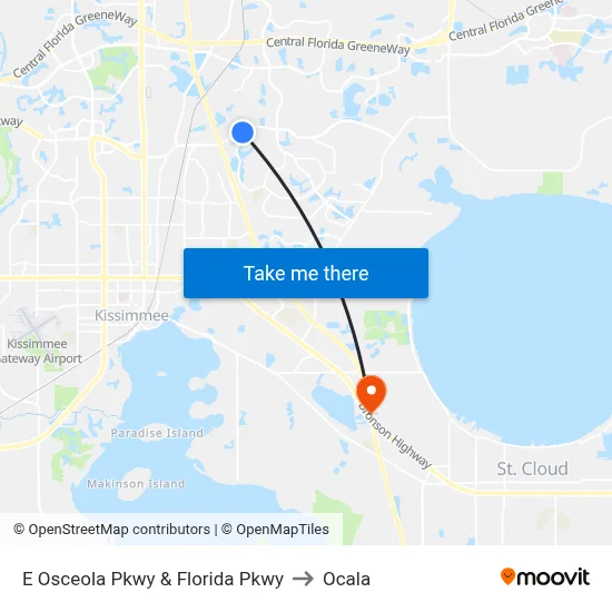 E Osceola Pkwy & Florida Pkwy to Ocala map