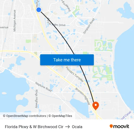 Florida Pkwy & W Birchwood Cir to Ocala map