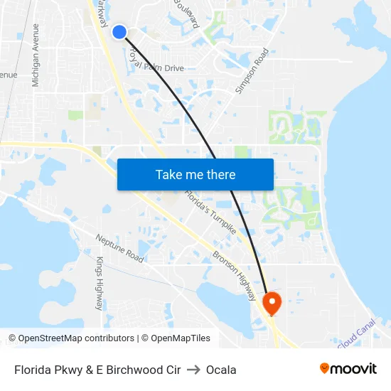 Florida Pkwy & E Birchwood Cir to Ocala map