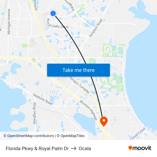 Florida Pkwy & Royal Palm Dr to Ocala map