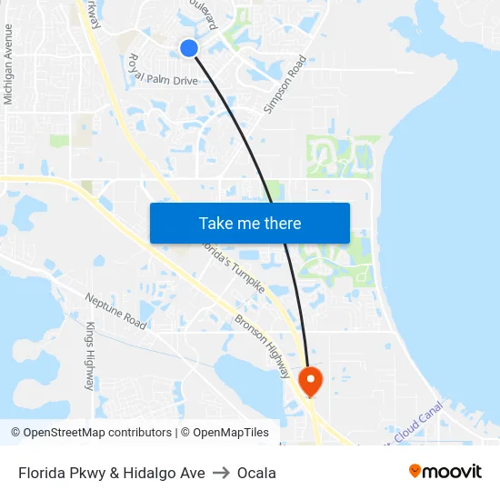 Florida Pkwy & Hidalgo Ave to Ocala map