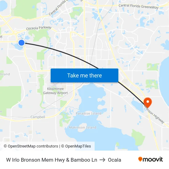 W Irlo Bronson Mem Hwy & Bamboo Ln to Ocala map
