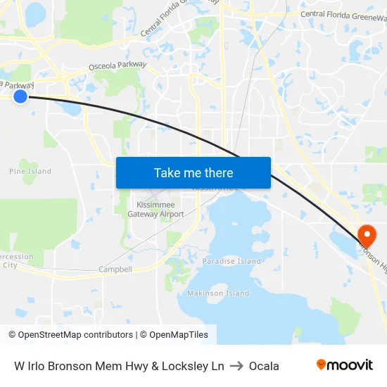W Irlo Bronson Mem Hwy & Locksley Ln to Ocala map