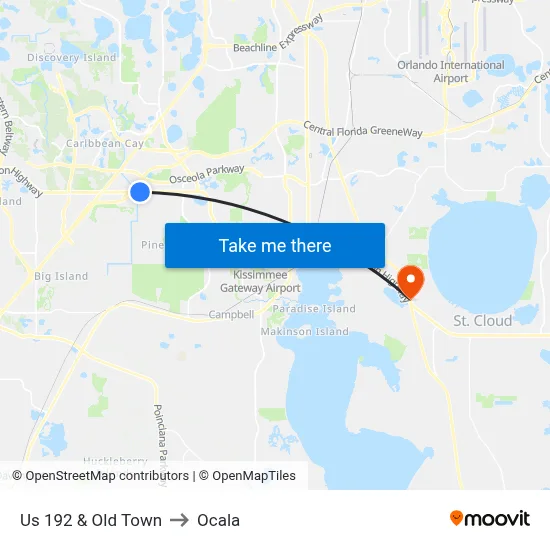 Us 192 & Old Town to Ocala map