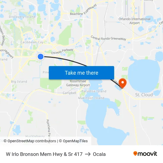 W Irlo Bronson Mem Hwy & Sr 417 to Ocala map