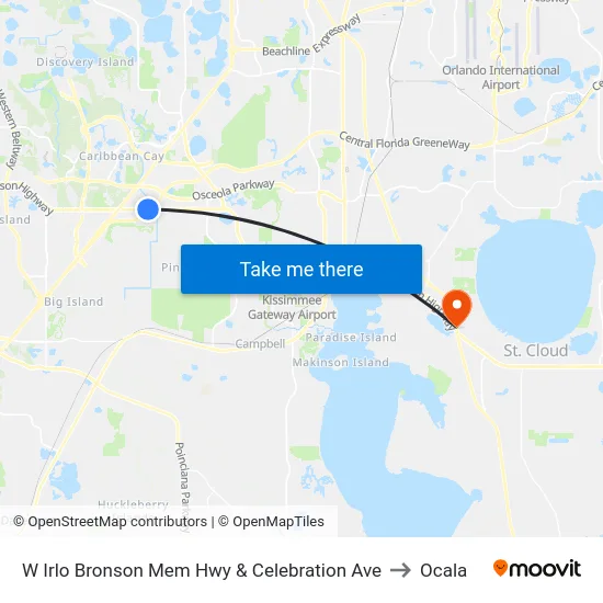 W Irlo Bronson Mem Hwy & Celebration Ave to Ocala map