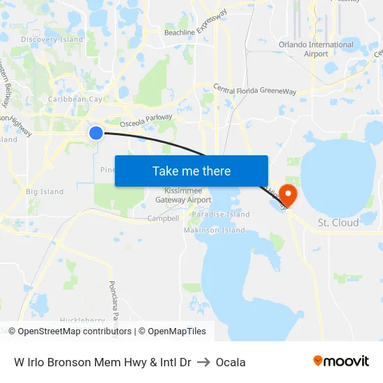 W Irlo Bronson Mem Hwy & International Dr S to Ocala map