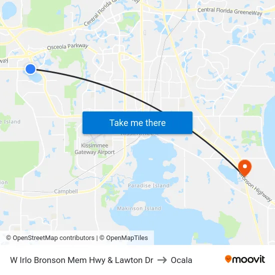 W Irlo Bronson Mem Hwy & Lawton Dr to Ocala map