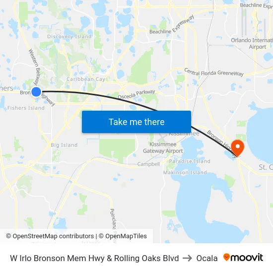 W Irlo Bronson Mem Hwy & Rolling Oaks Blvd to Ocala map