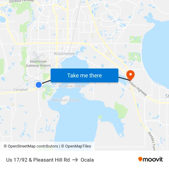 Us 17/92 & Pleasant Hill Rd to Ocala map