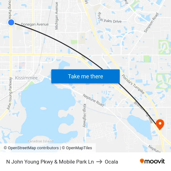 N John Young Pkwy & Mobile Park Ln to Ocala map
