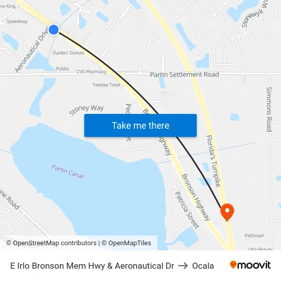 E Irlo Bronson Mem Hwy & Aeronautical Dr to Ocala map