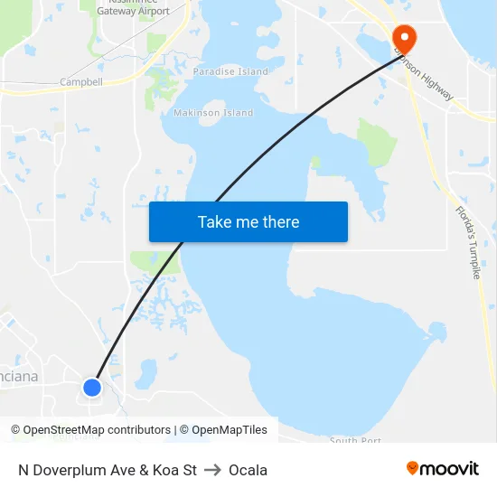 N Doverplum Ave & Koa St to Ocala map