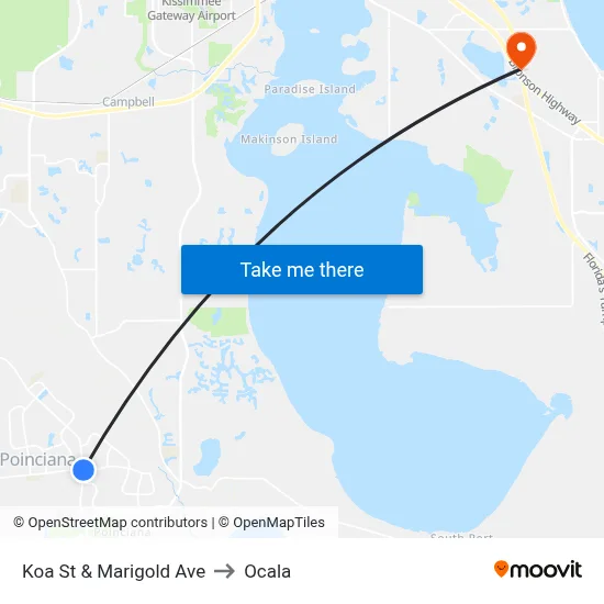 Koa St & Marigold Ave to Ocala map