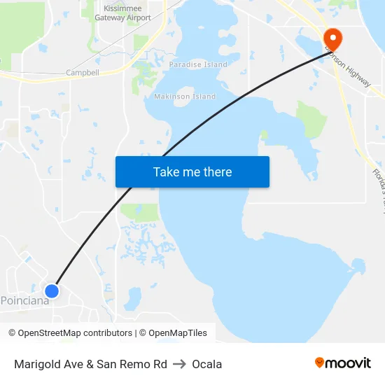 Marigold Ave & San Remo Rd to Ocala map