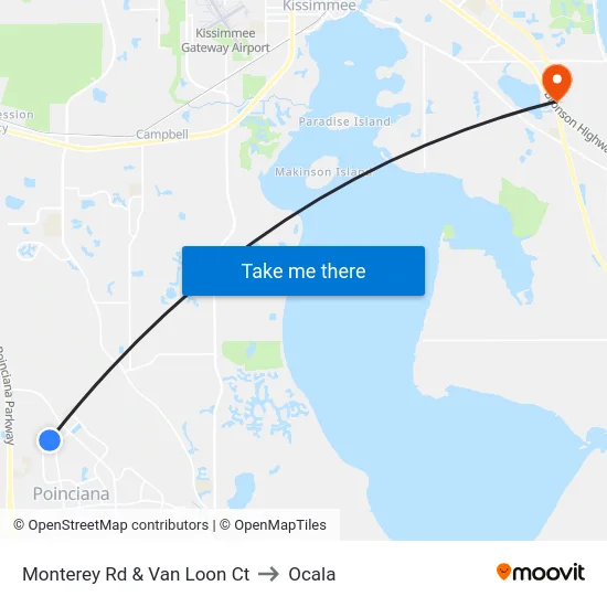 Monterey Rd & Van Loon Ct to Ocala map