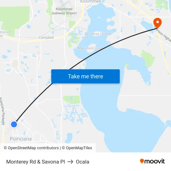 Monterey Rd & Savona Pl to Ocala map