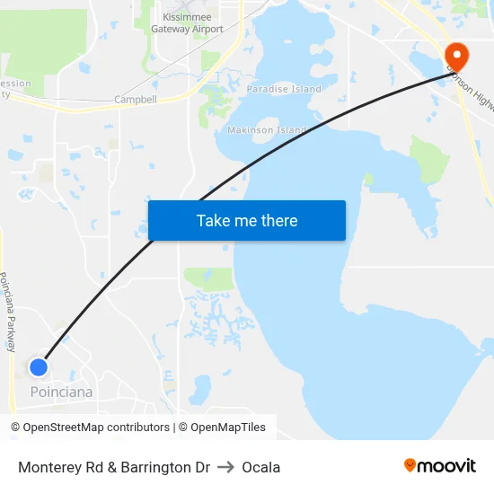 Monterey Rd & Barrington Dr to Ocala map