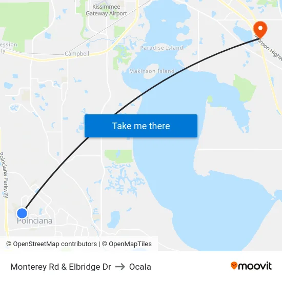 Monterey Rd & Elbridge Dr to Ocala map