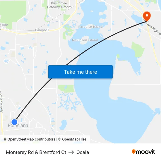 Monterey Rd & Brentford Ct to Ocala map